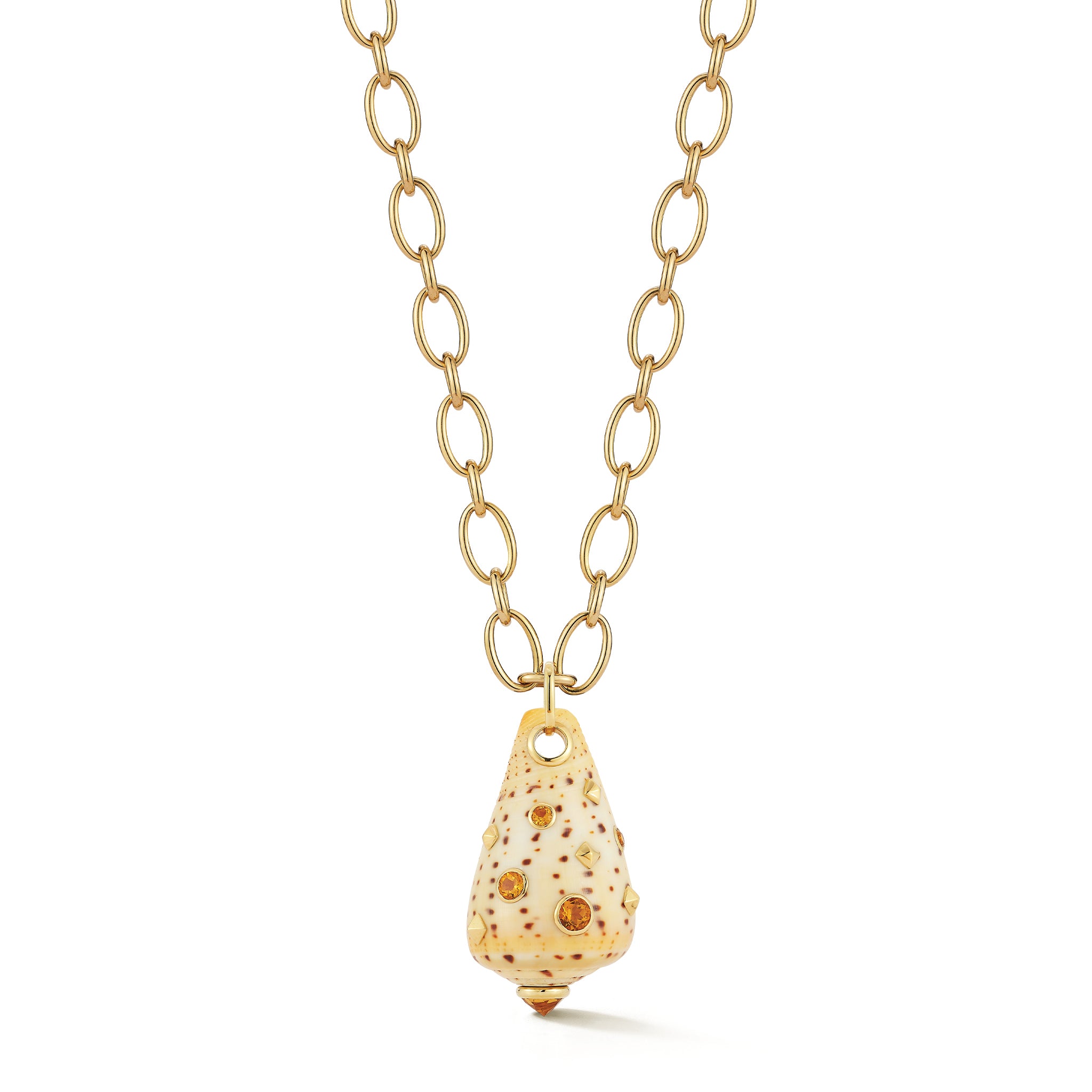 Conus Shell Pendant with Citrine