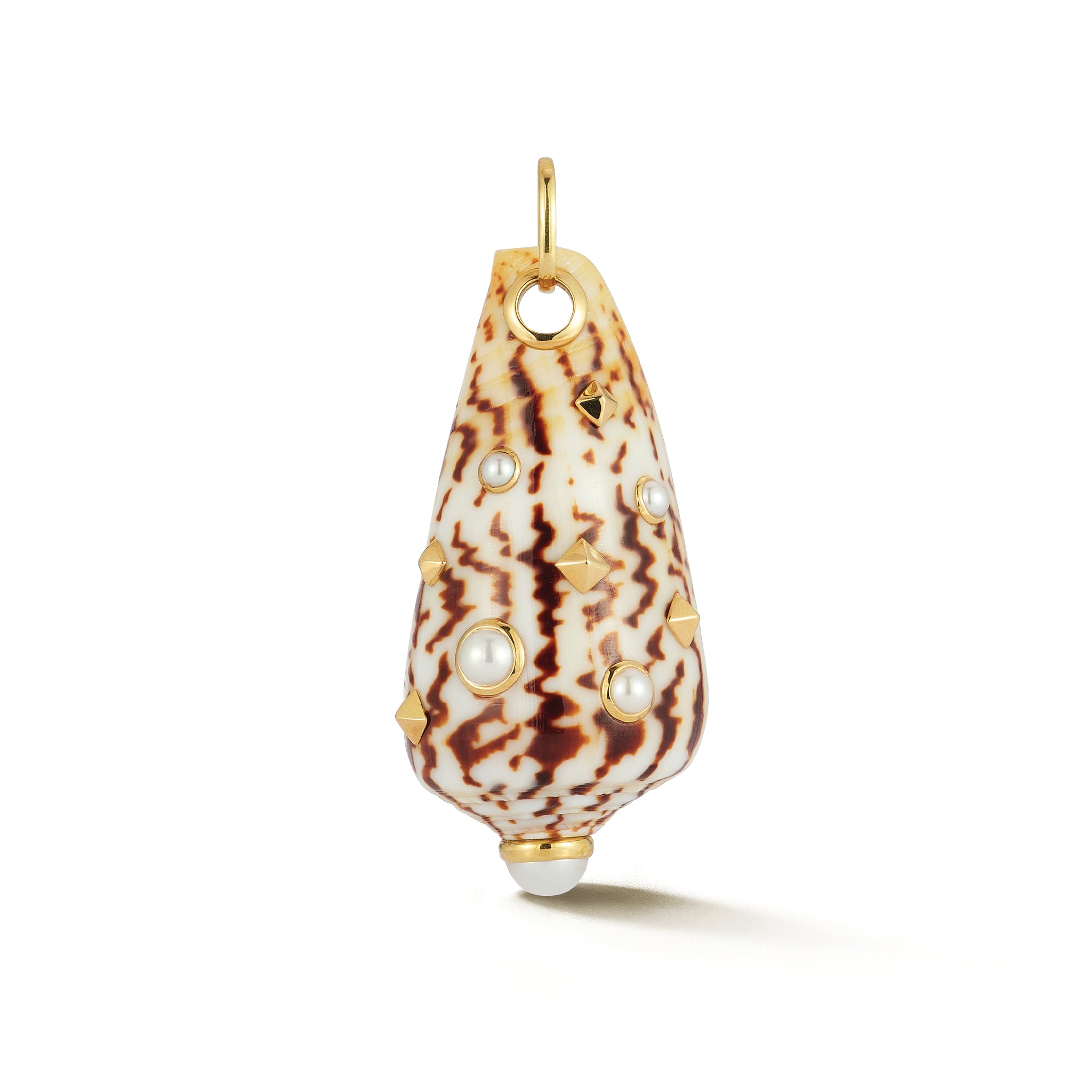 Conus Shell Pendant with Pearl
