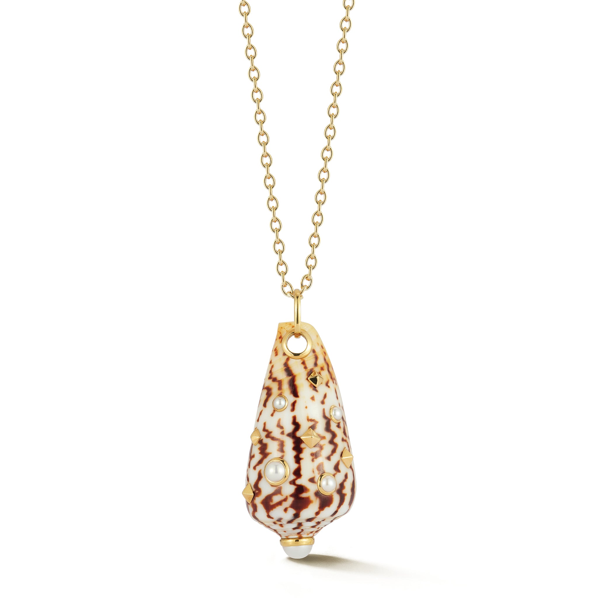 Conus Shell Pendant with Pearl