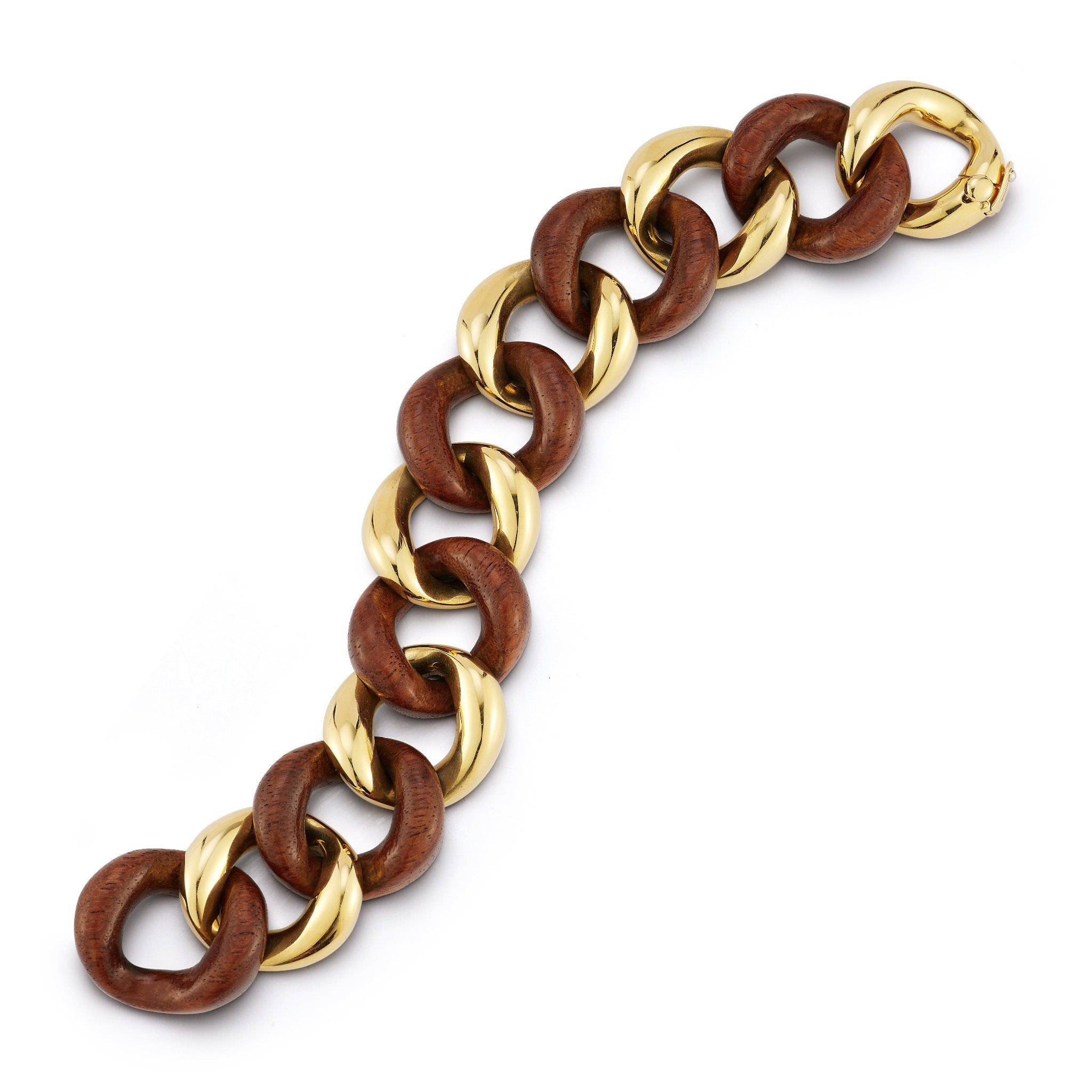 medium walnut wood link bracelet