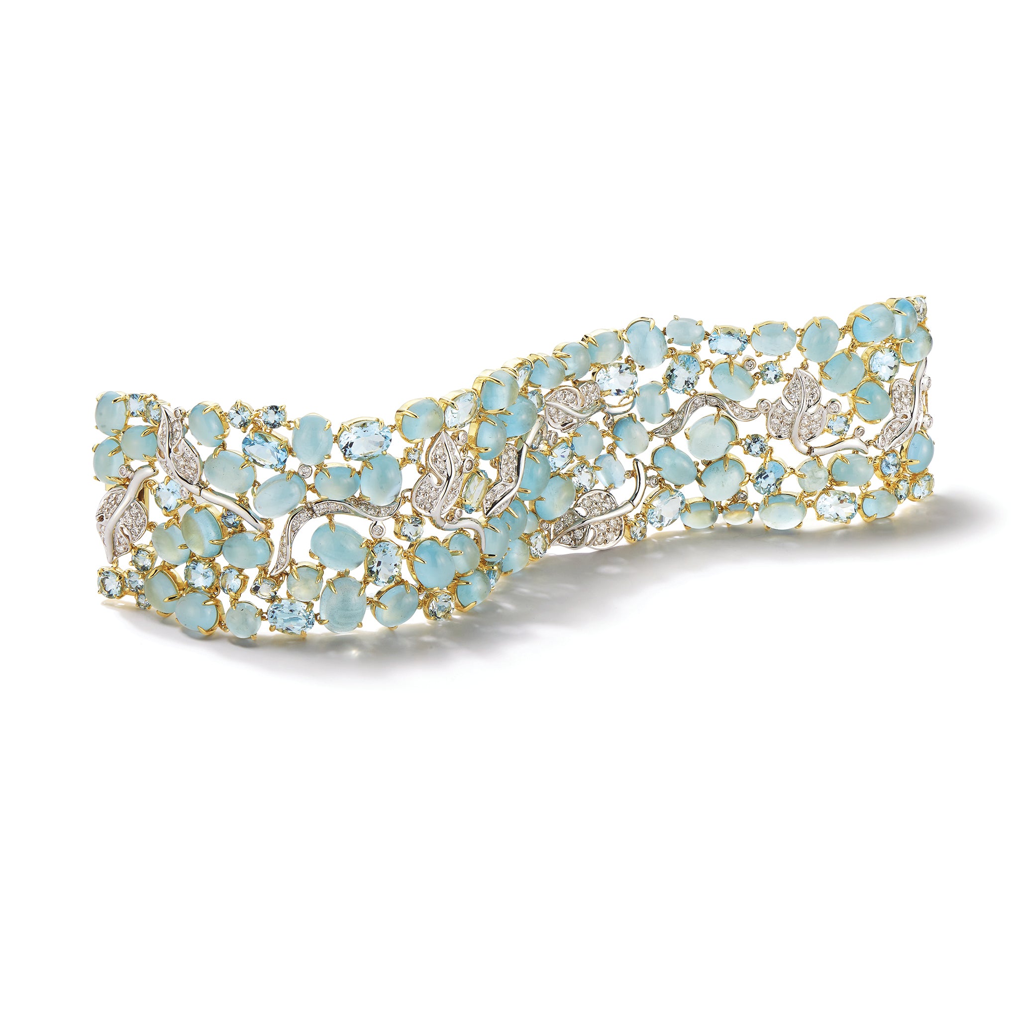 Vine Bracelet in Aquamarine and Diamonds