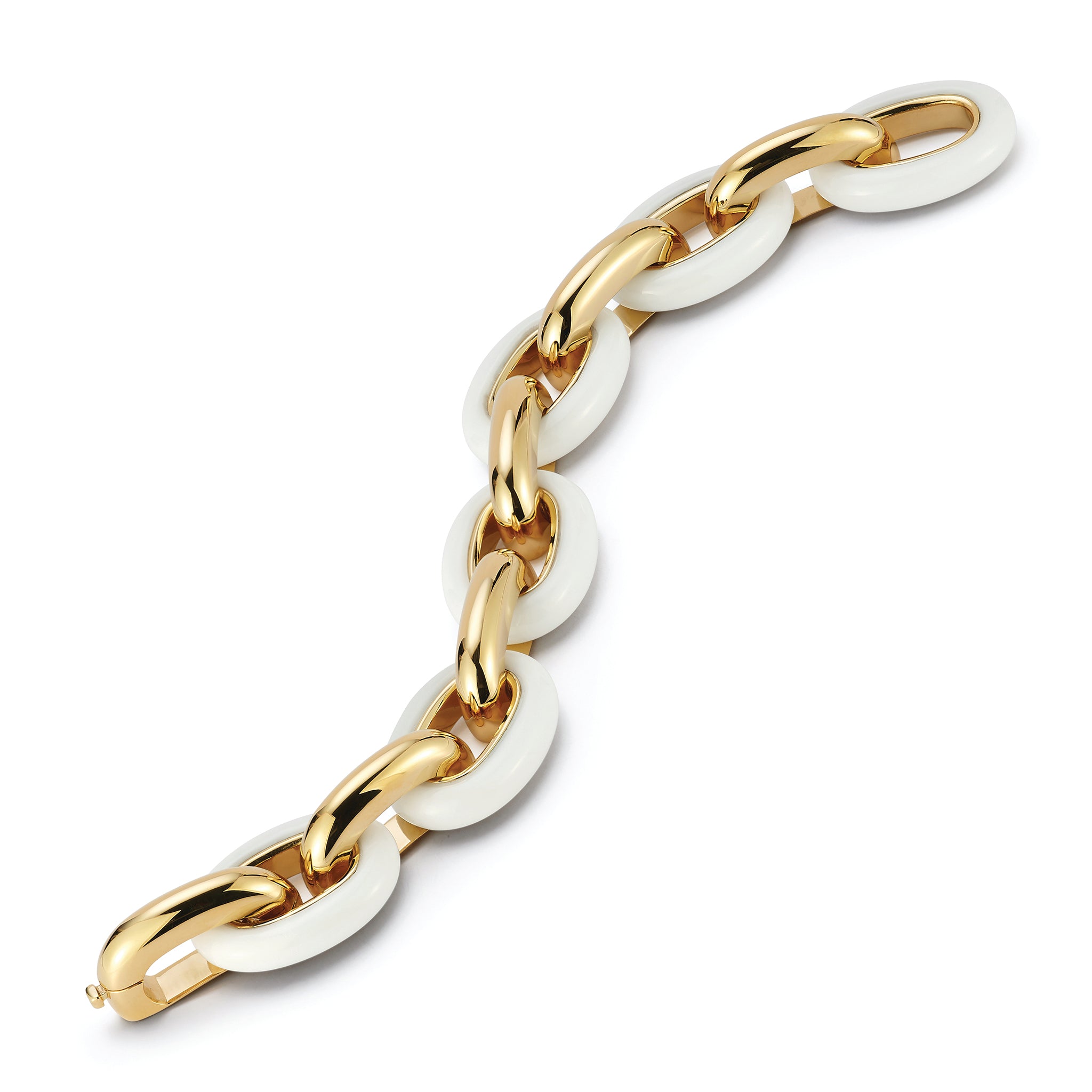 medium white ceramic and yellow gold bodrum bracelet