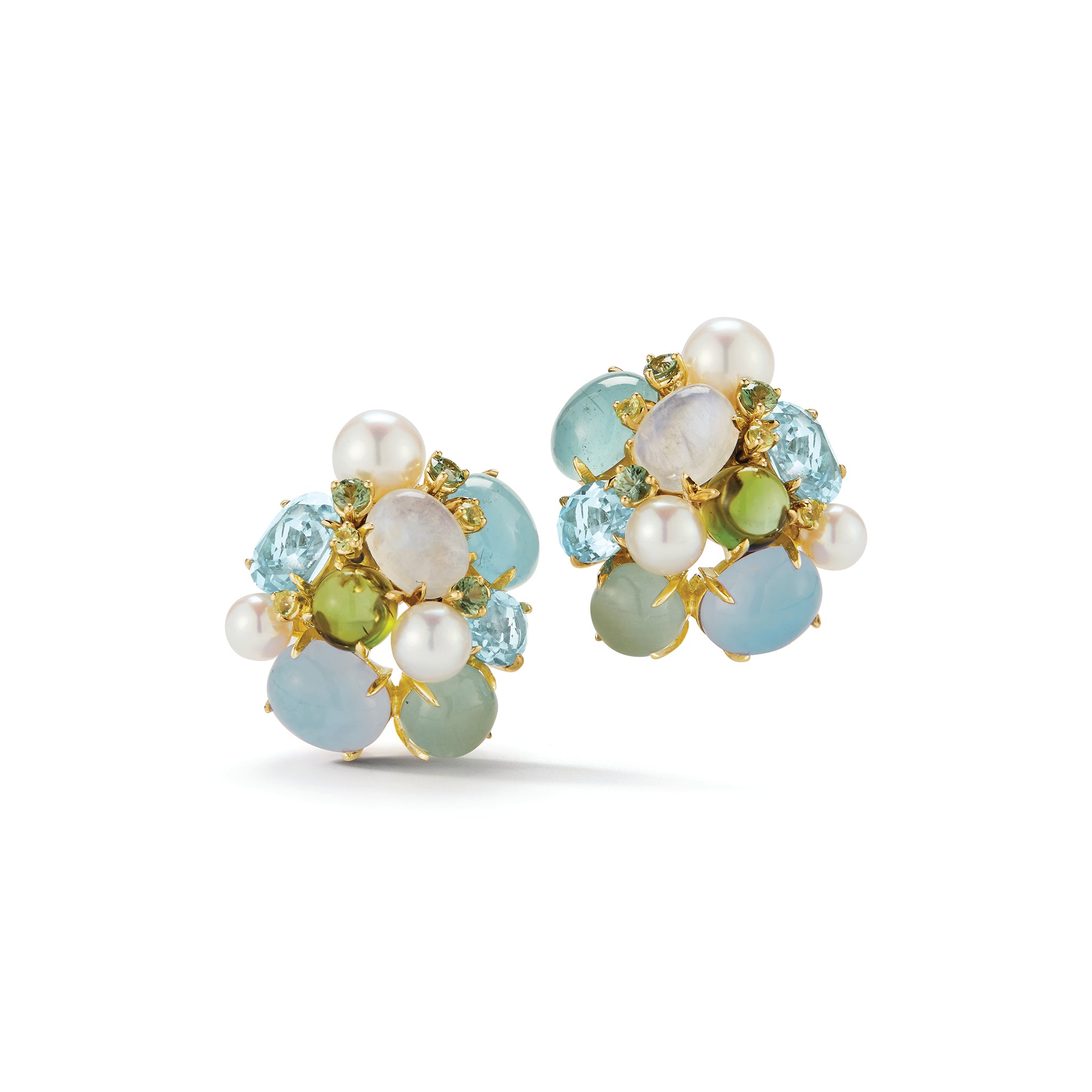 Large Bubble Earrings in Blue & Green Multi Stone