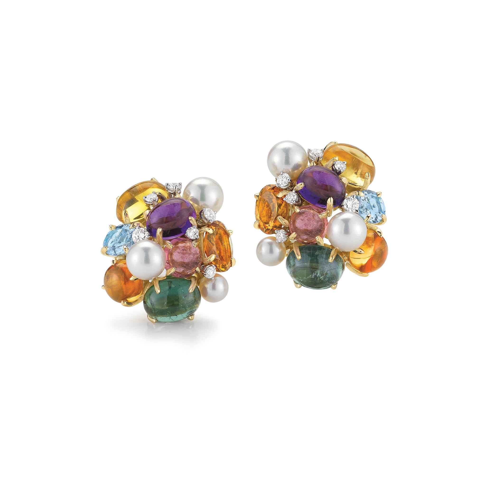Large Bubble Earrings in Multi Stone