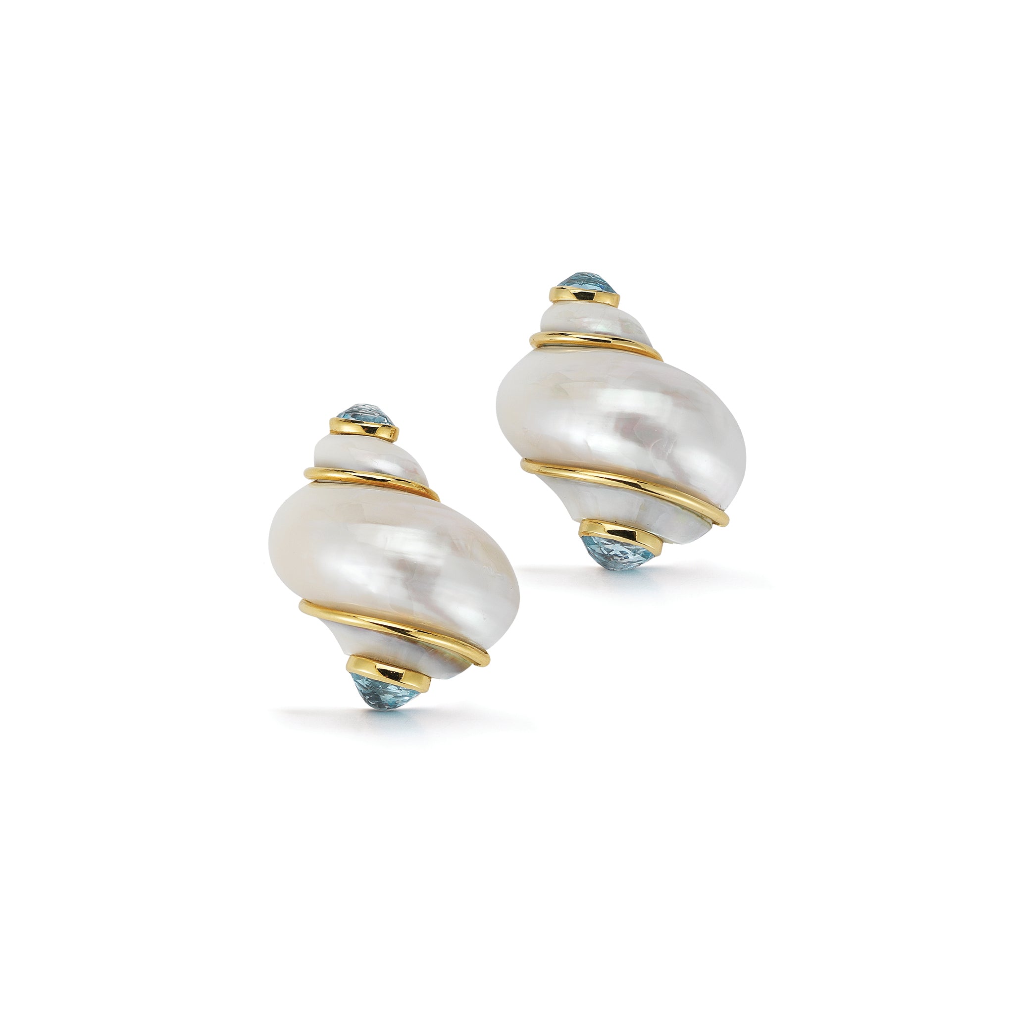 Turbo Shell Earrings in Blue Topaz