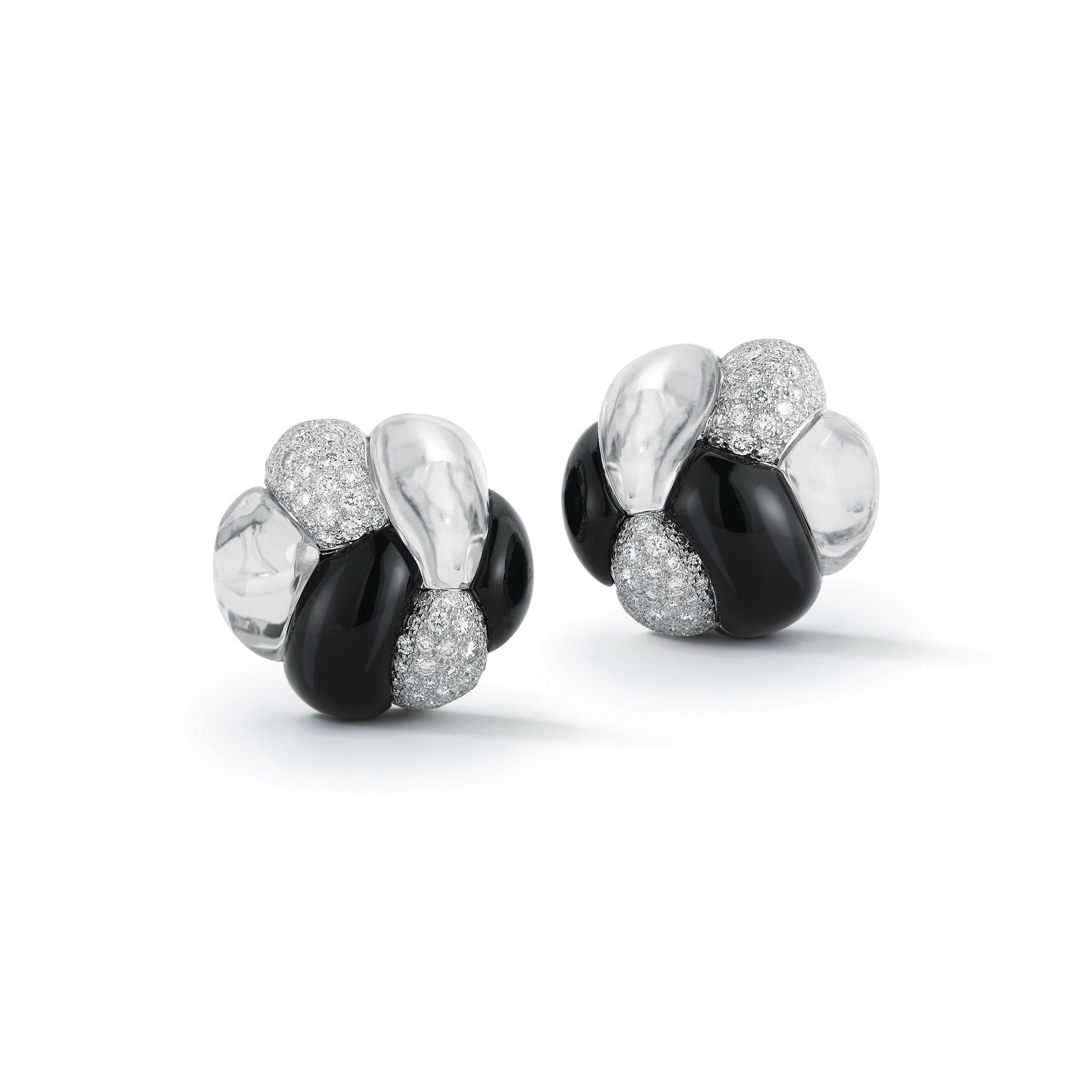 Knot Earrings in Crystal, Black Onyx & Diamond