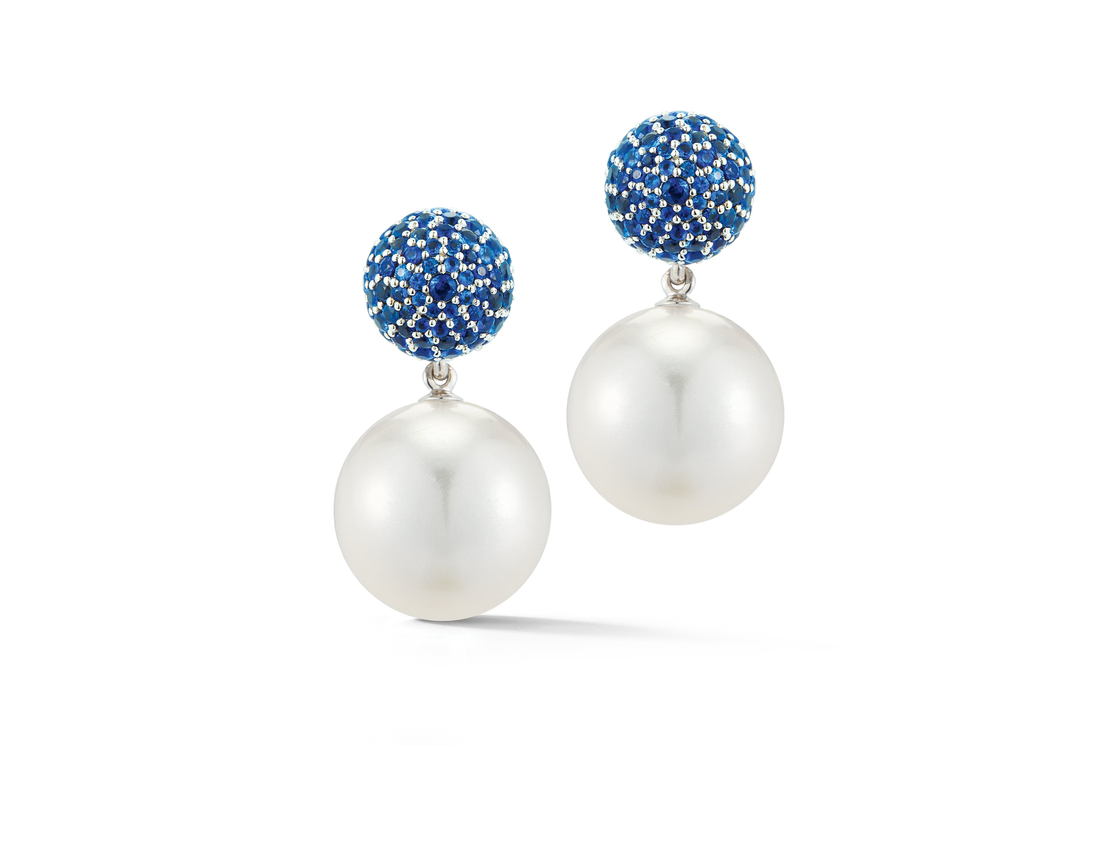 Boule Earrings in Sapphire & Pearl
