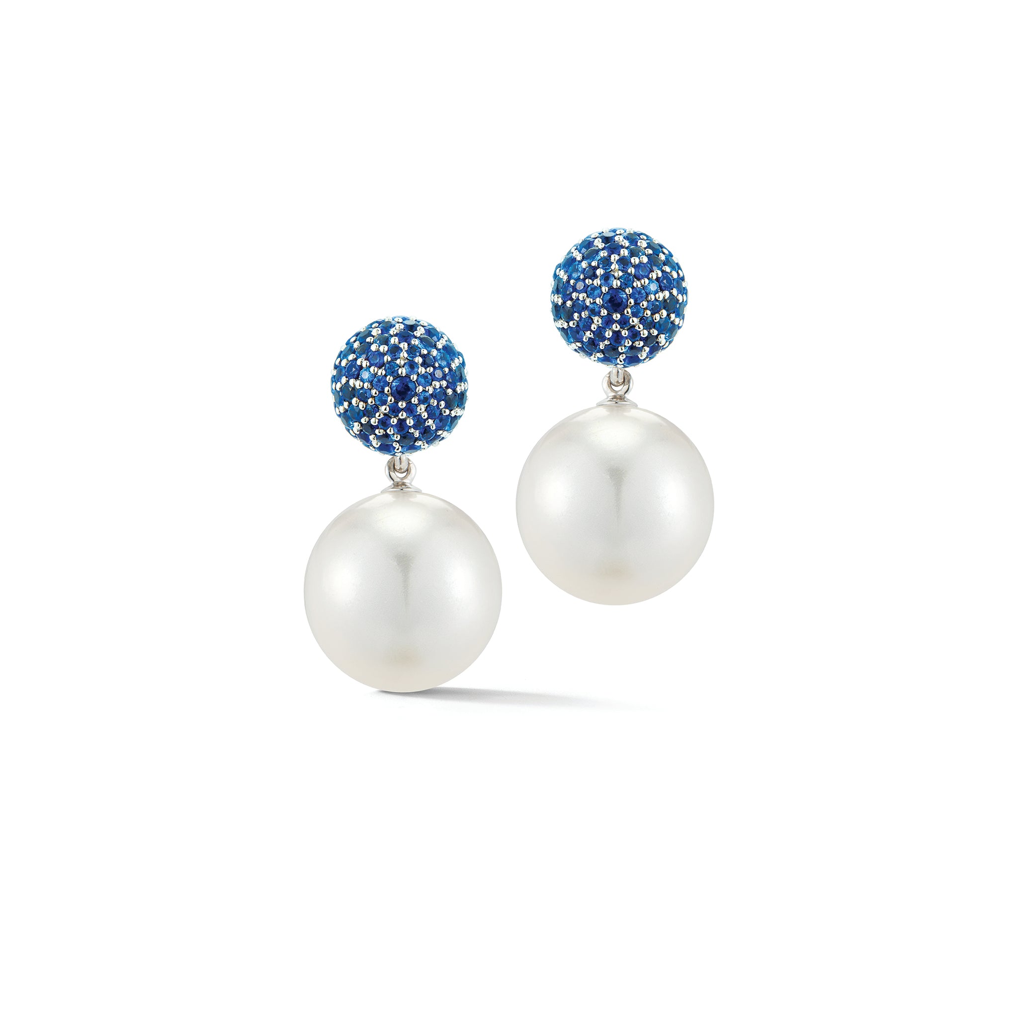 Boule Earrings in Sapphire and Pearl