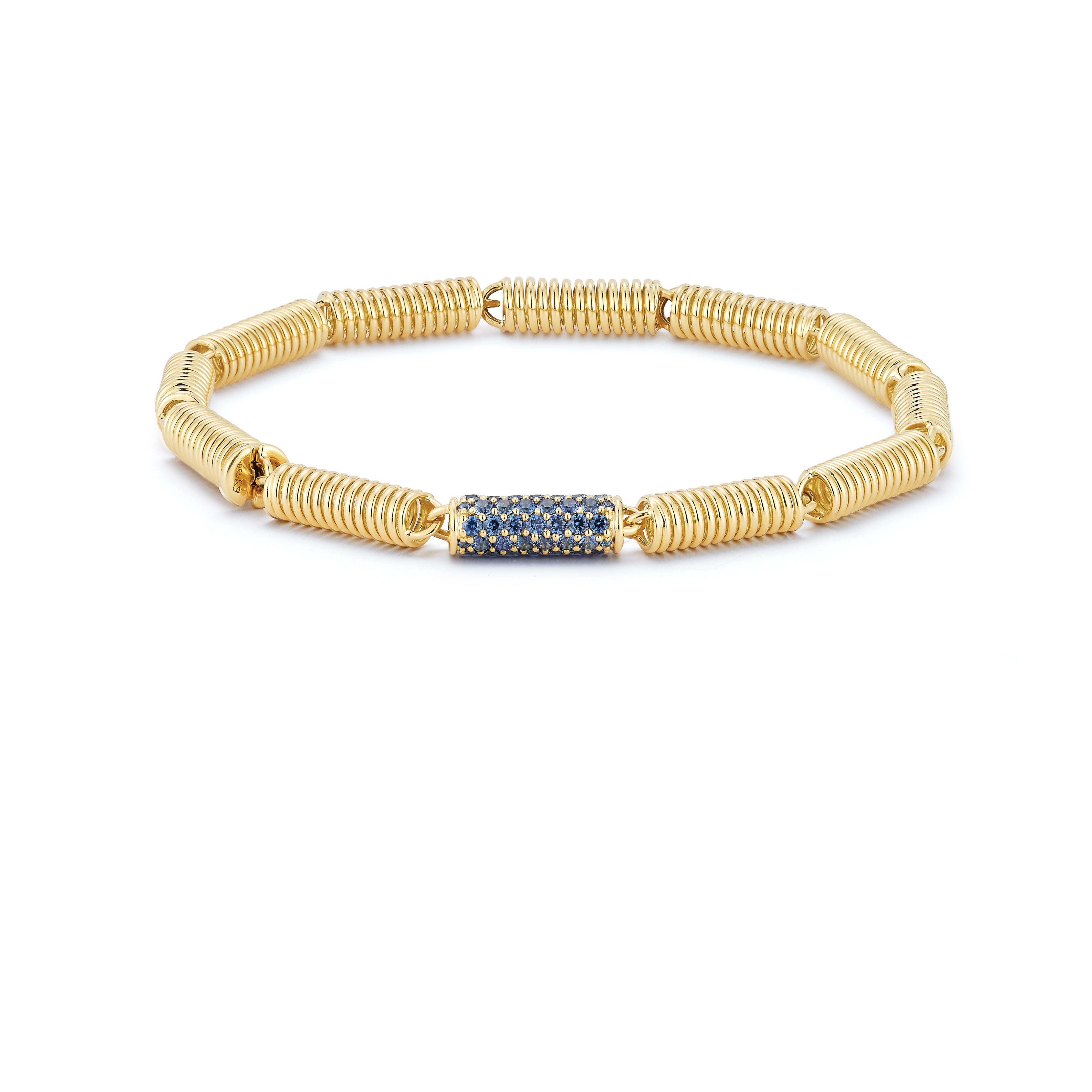 Pave Sapphire Verona Bar Bracelet in Yellow Gold