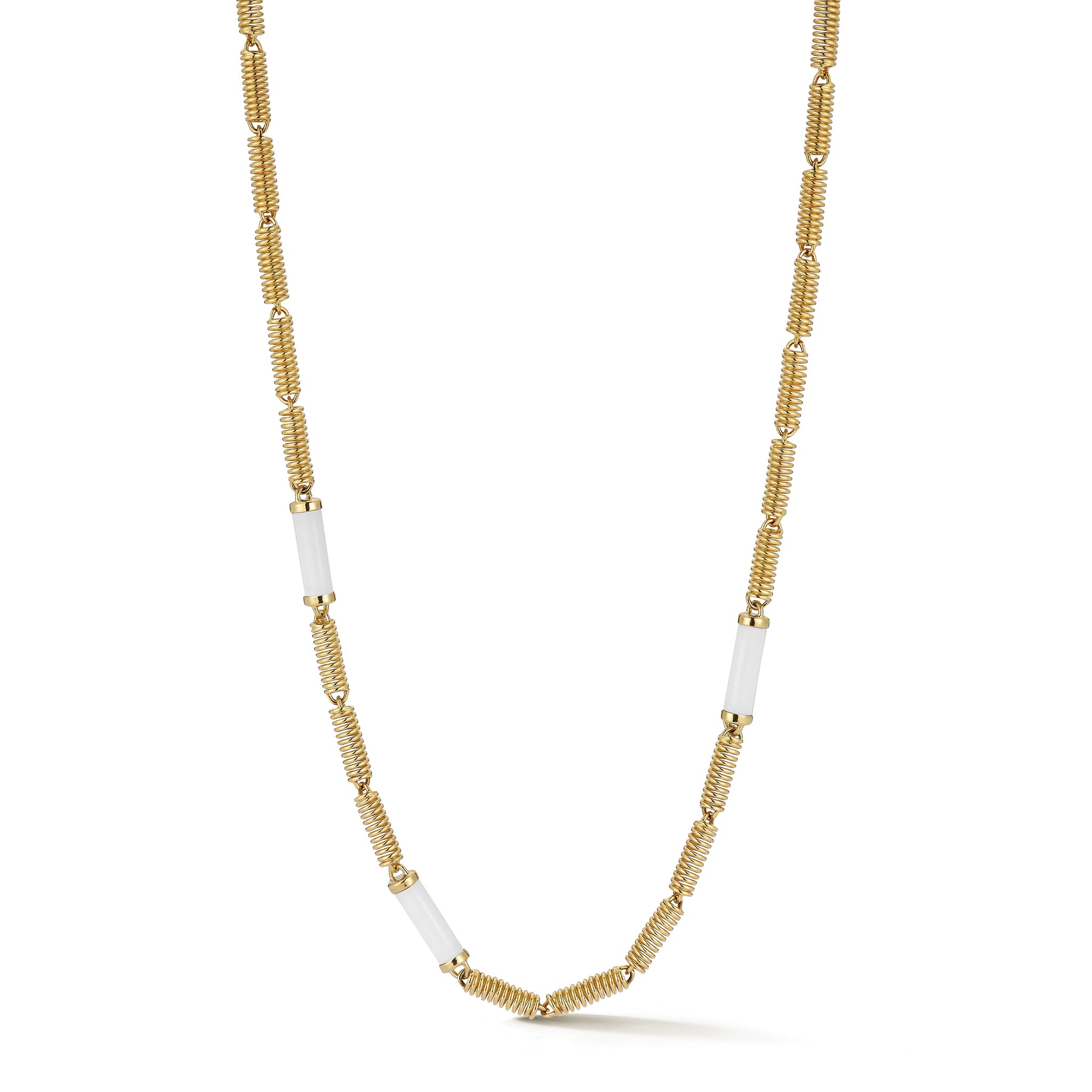 Verona Chain White Ceramic Accents Yellow Gold 