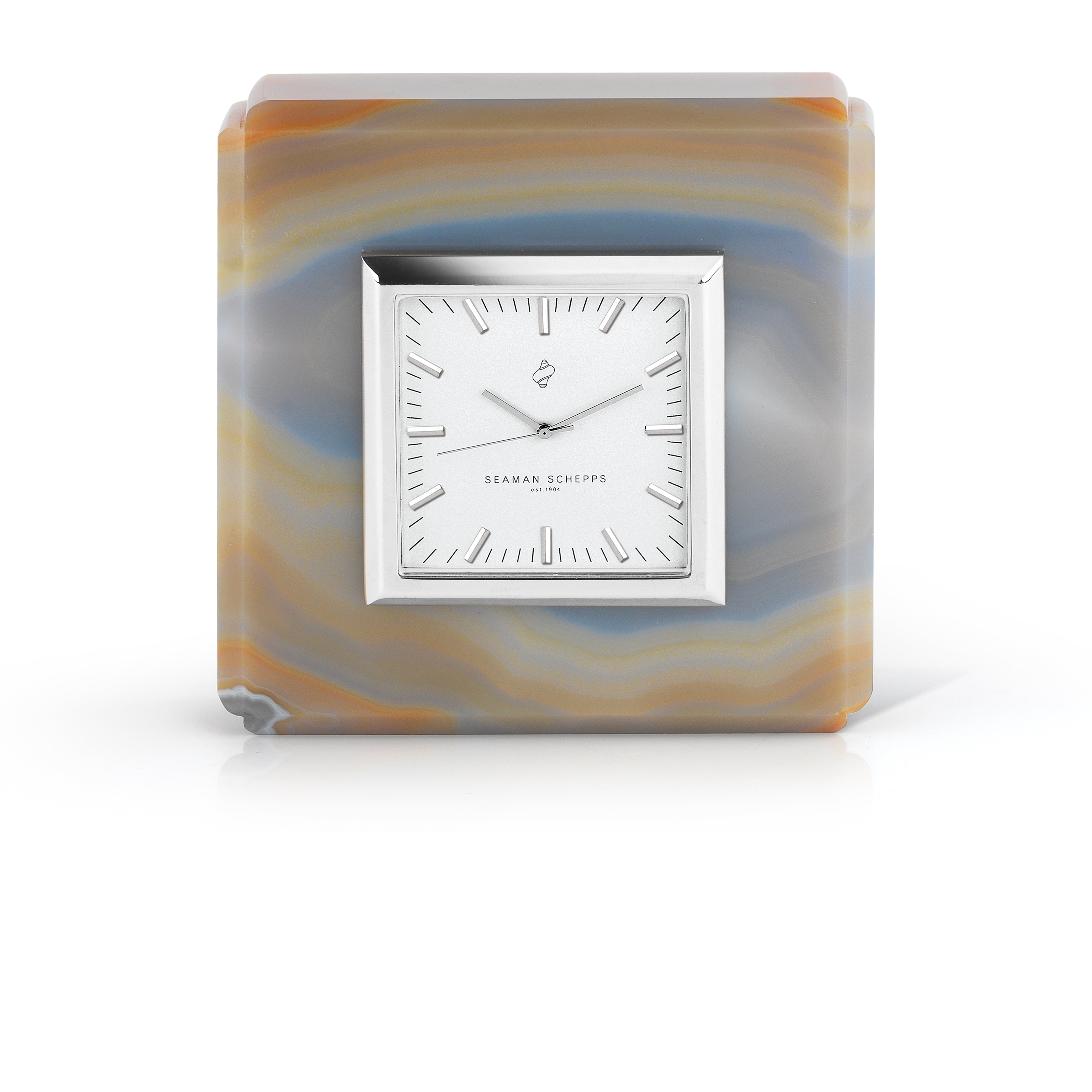 Square clock in Agate with White Face