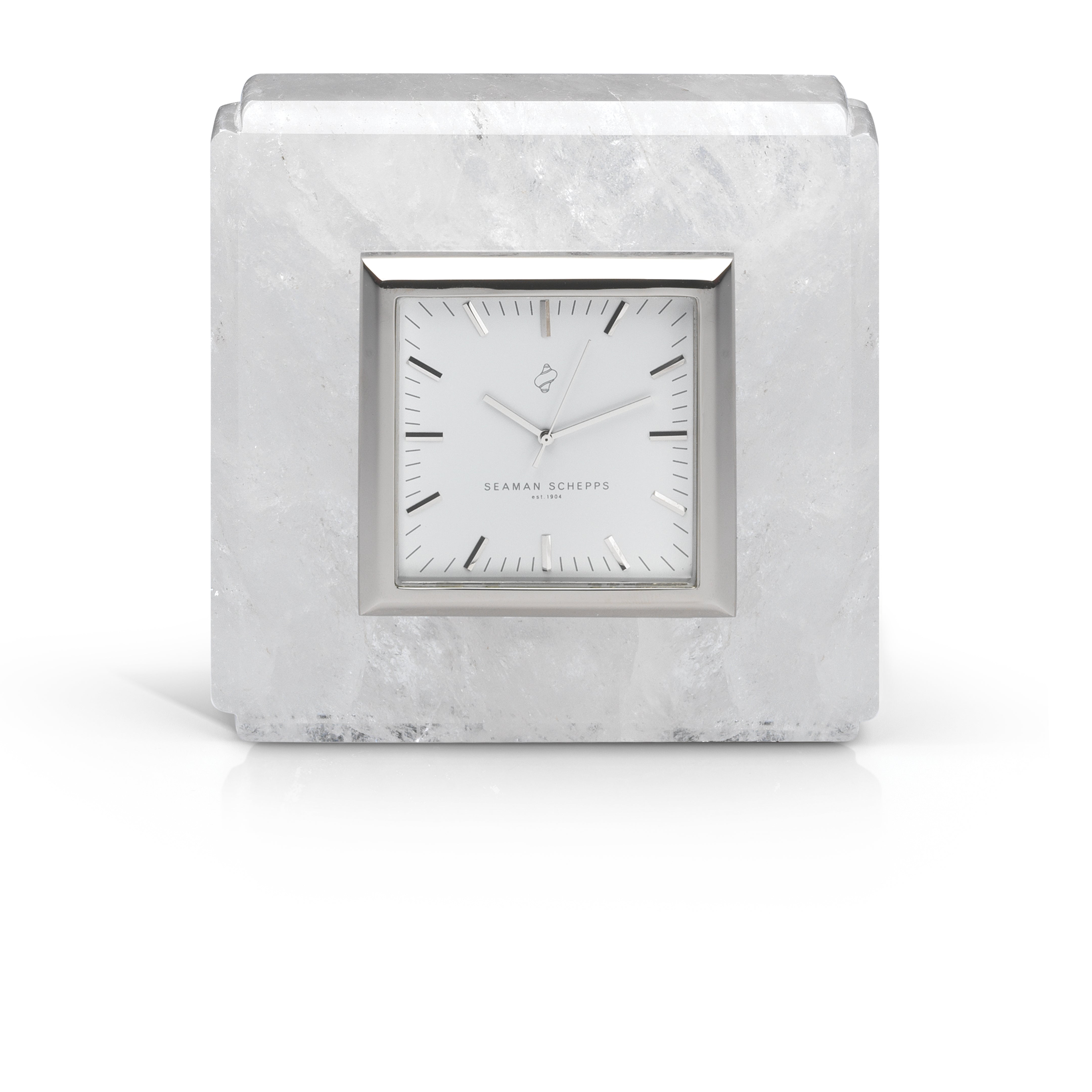 Square clock in Crystal with White Face