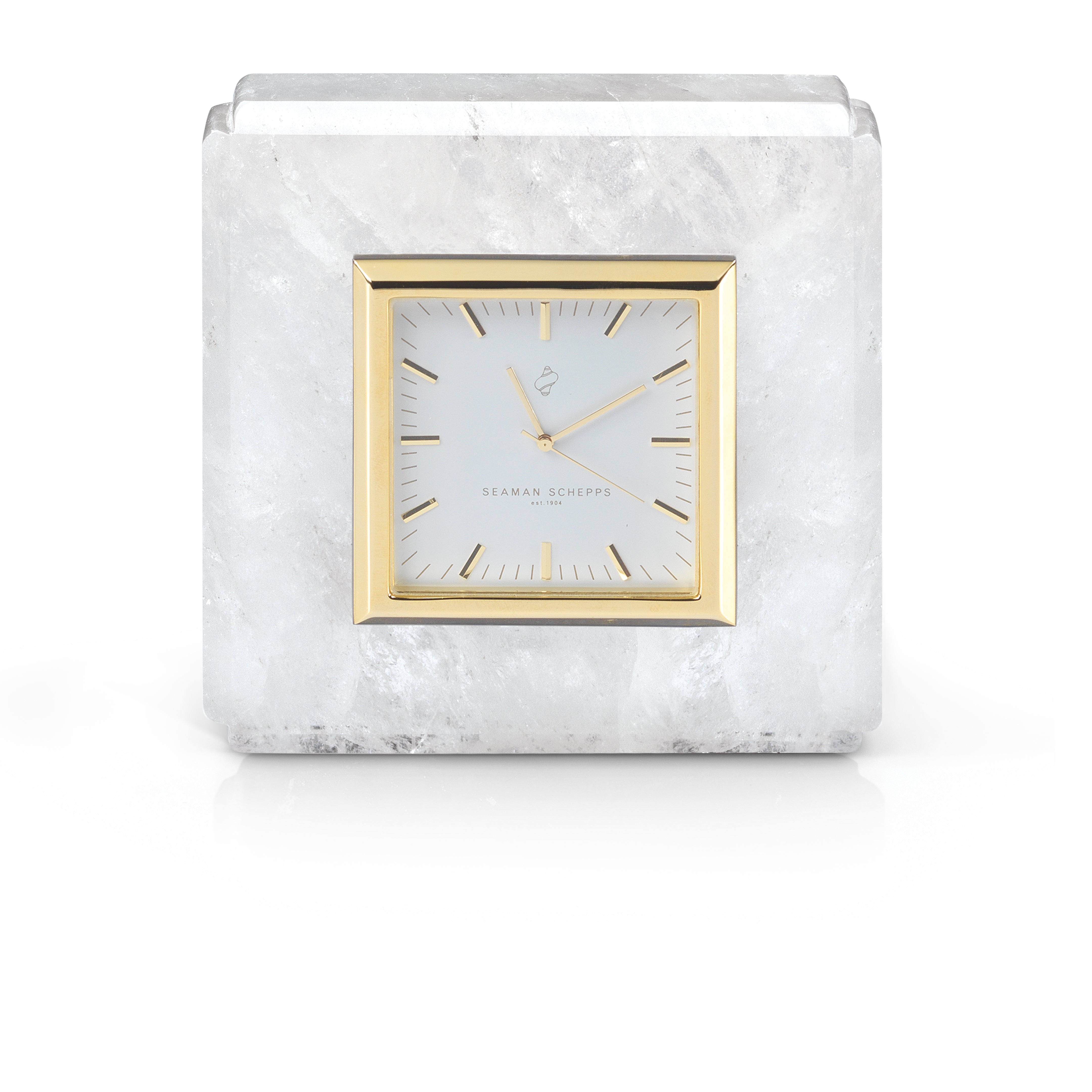 Square clock in Crystal with Yellow Face