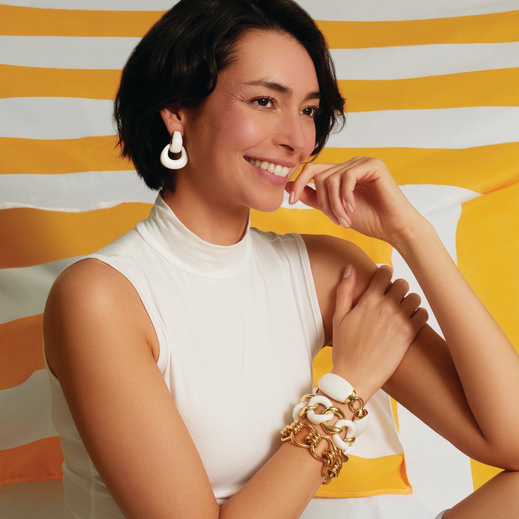 Madison Earrings in White Ceramic