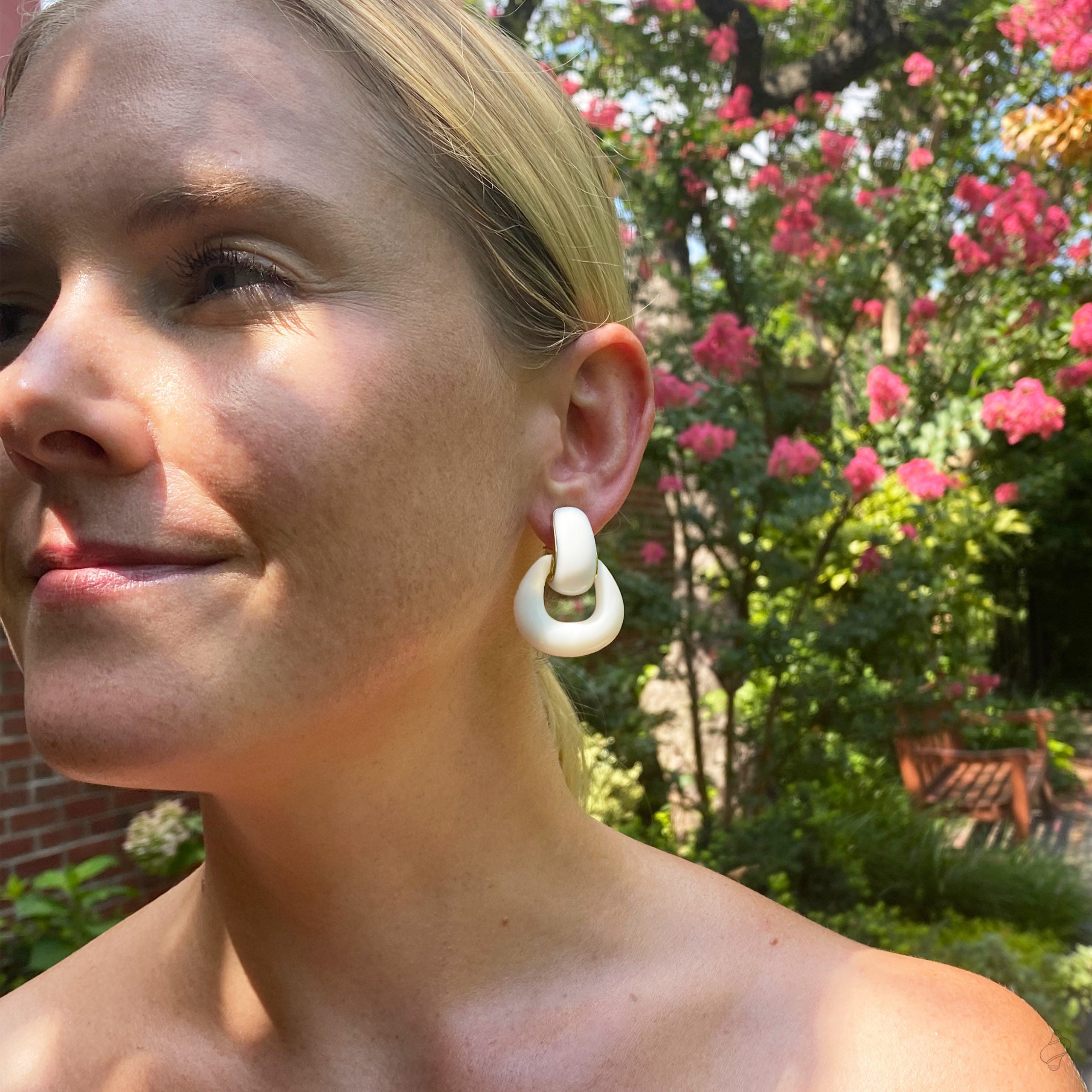 Madison Earrings in White Agate