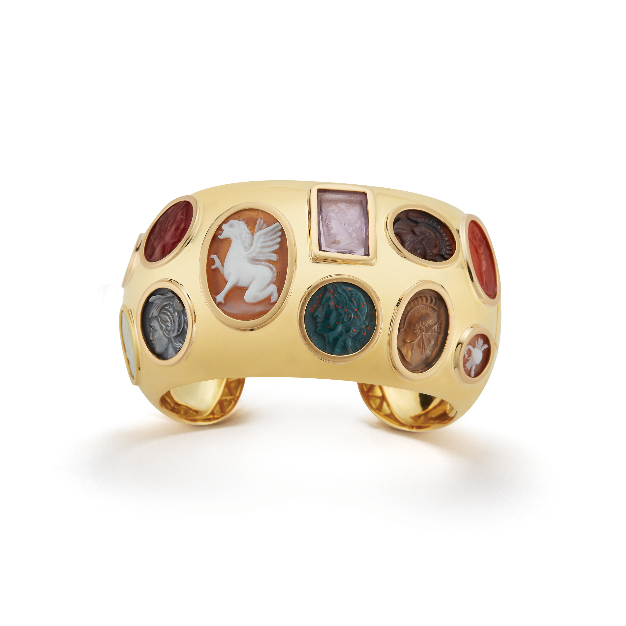 Intaglio Cuff in Multi Colors Gemstones