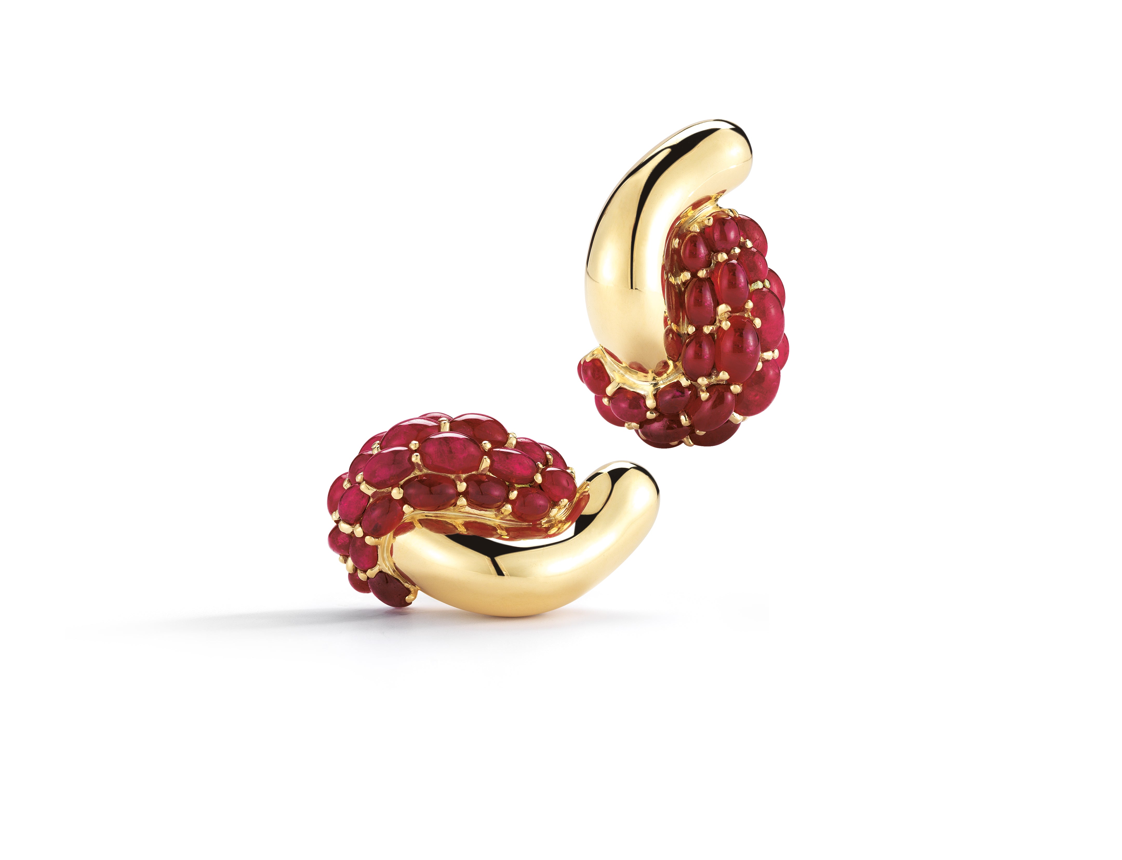 Half Link Earrings in Ruby