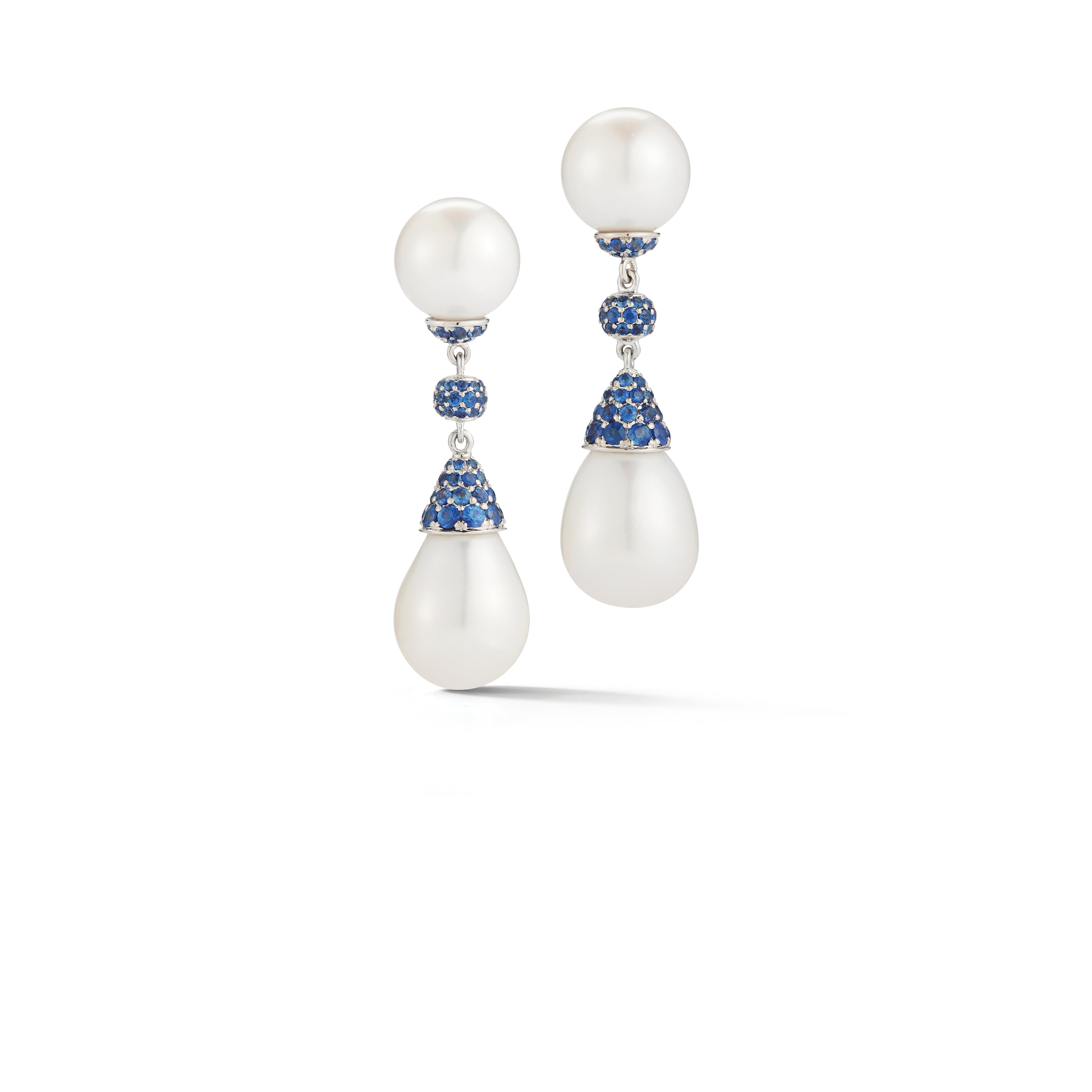 Juno Pearl Earrings with Sapphire
