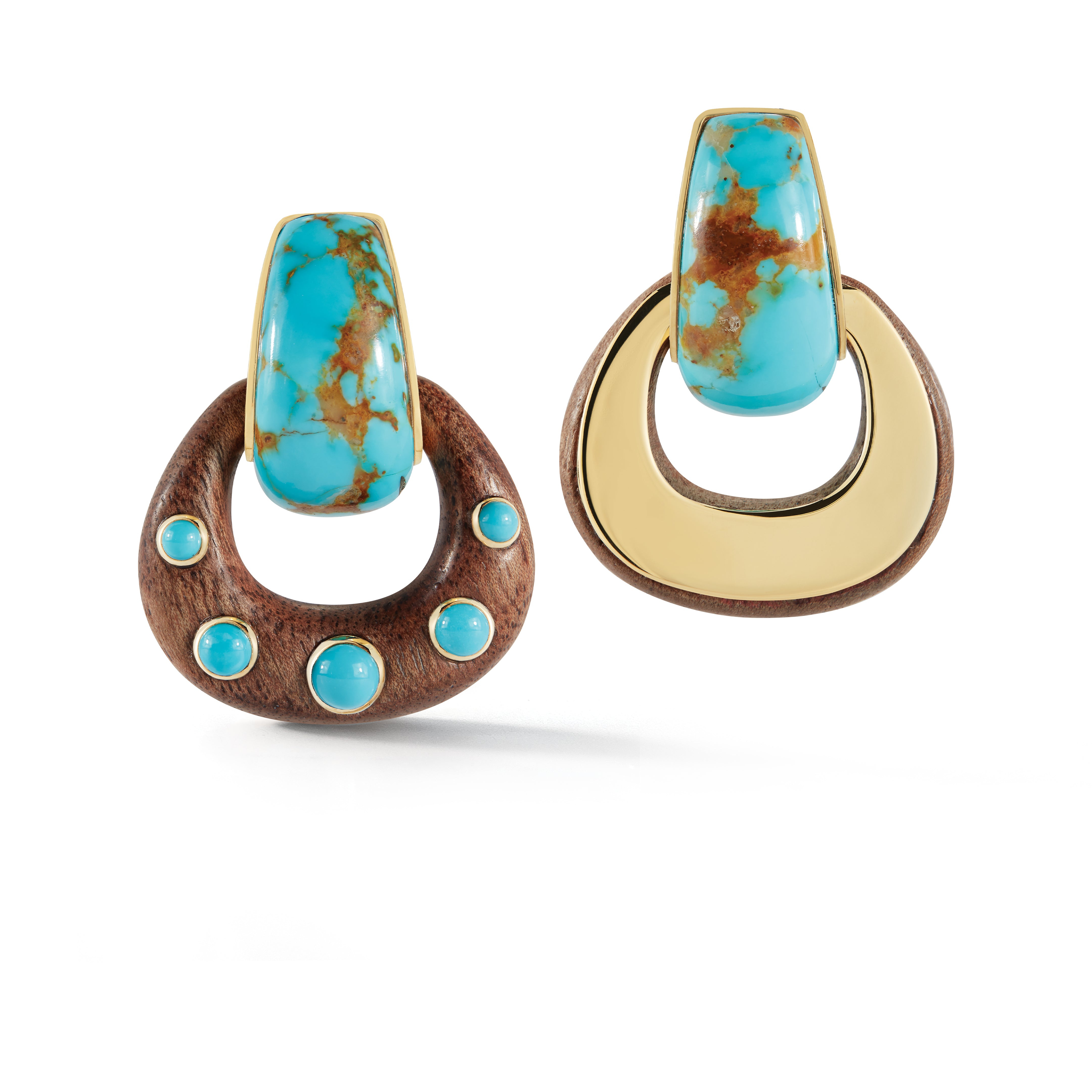 Madison Earrings with Turquoise Hoop & Wood Buckle