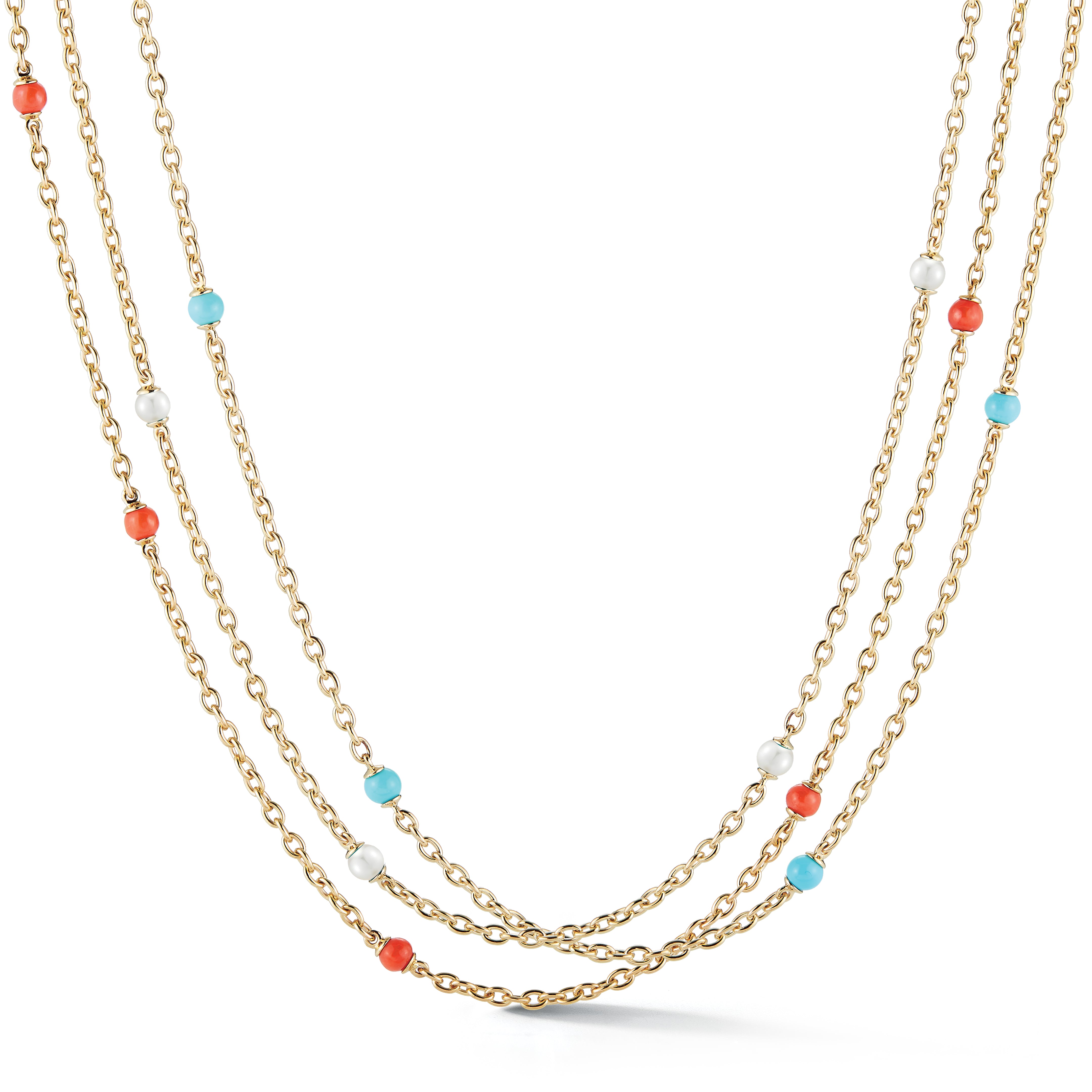 Mini Astro Necklaces in Coral, Pearl & Turquoise