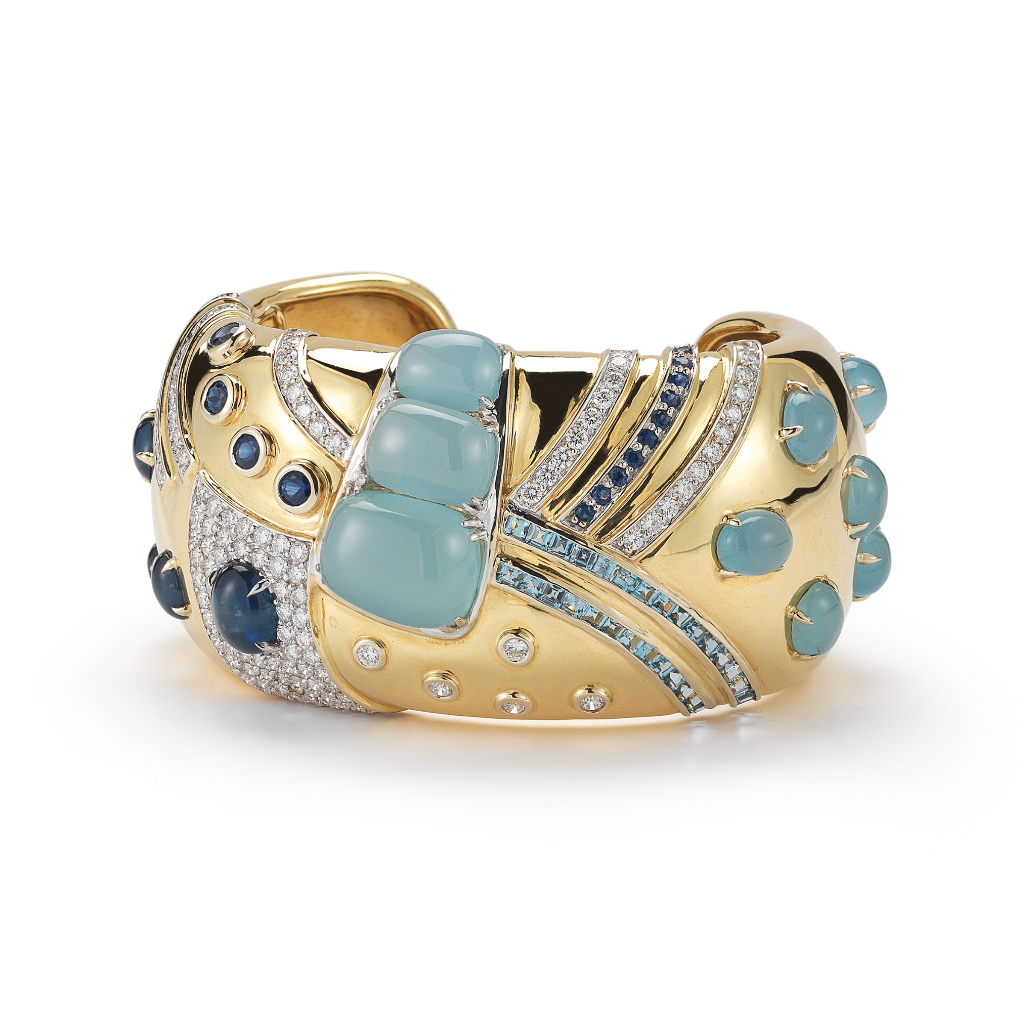 Jazz Cuff in Aquamarine Sapphire and Diamond