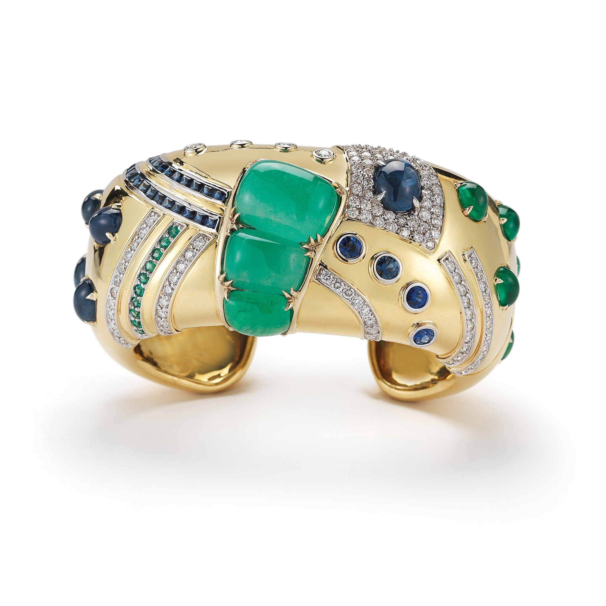 Jazz Cuff in Emerald sapphire and diamond