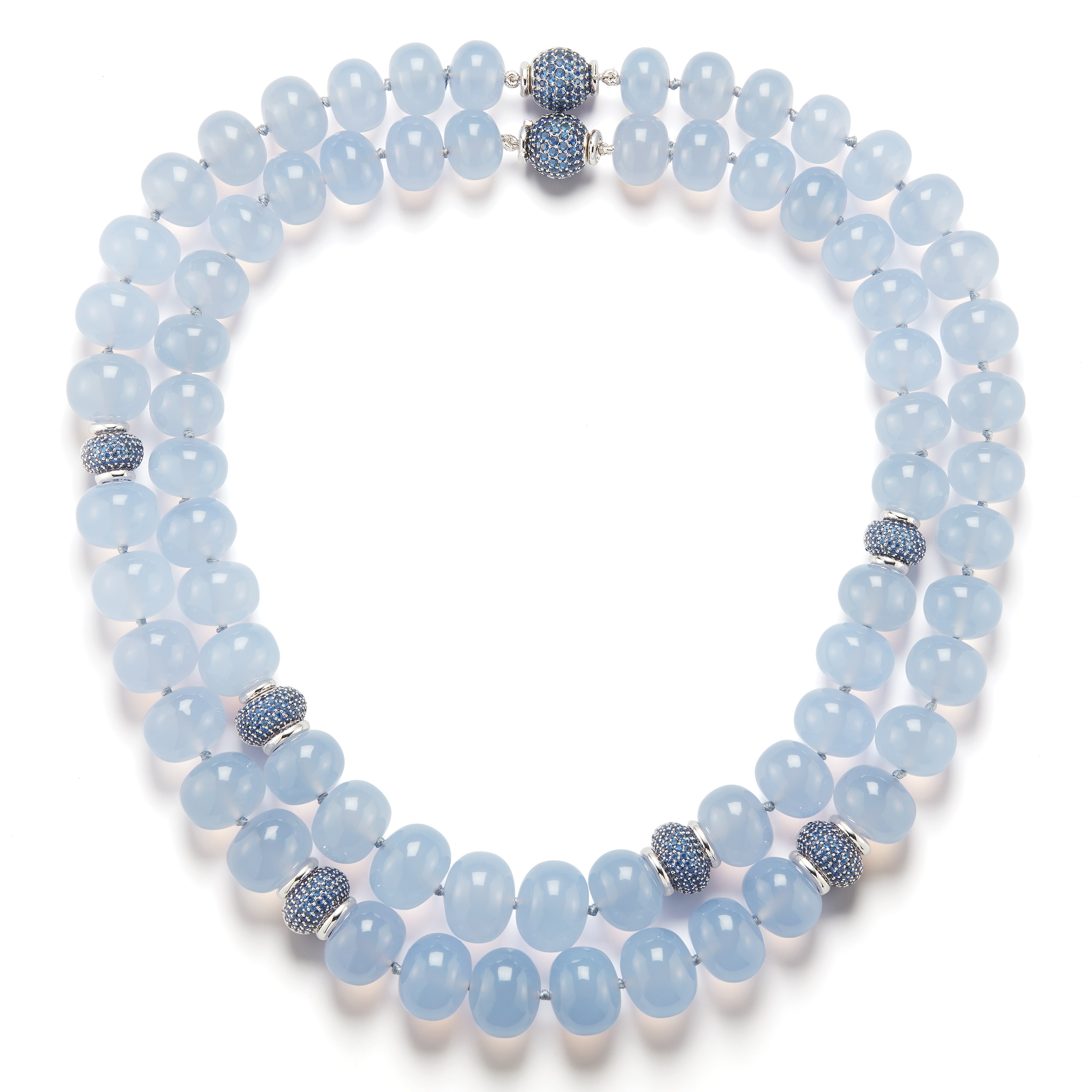 Juno Necklaces in Blue Chalcedony & Pave Sapphire