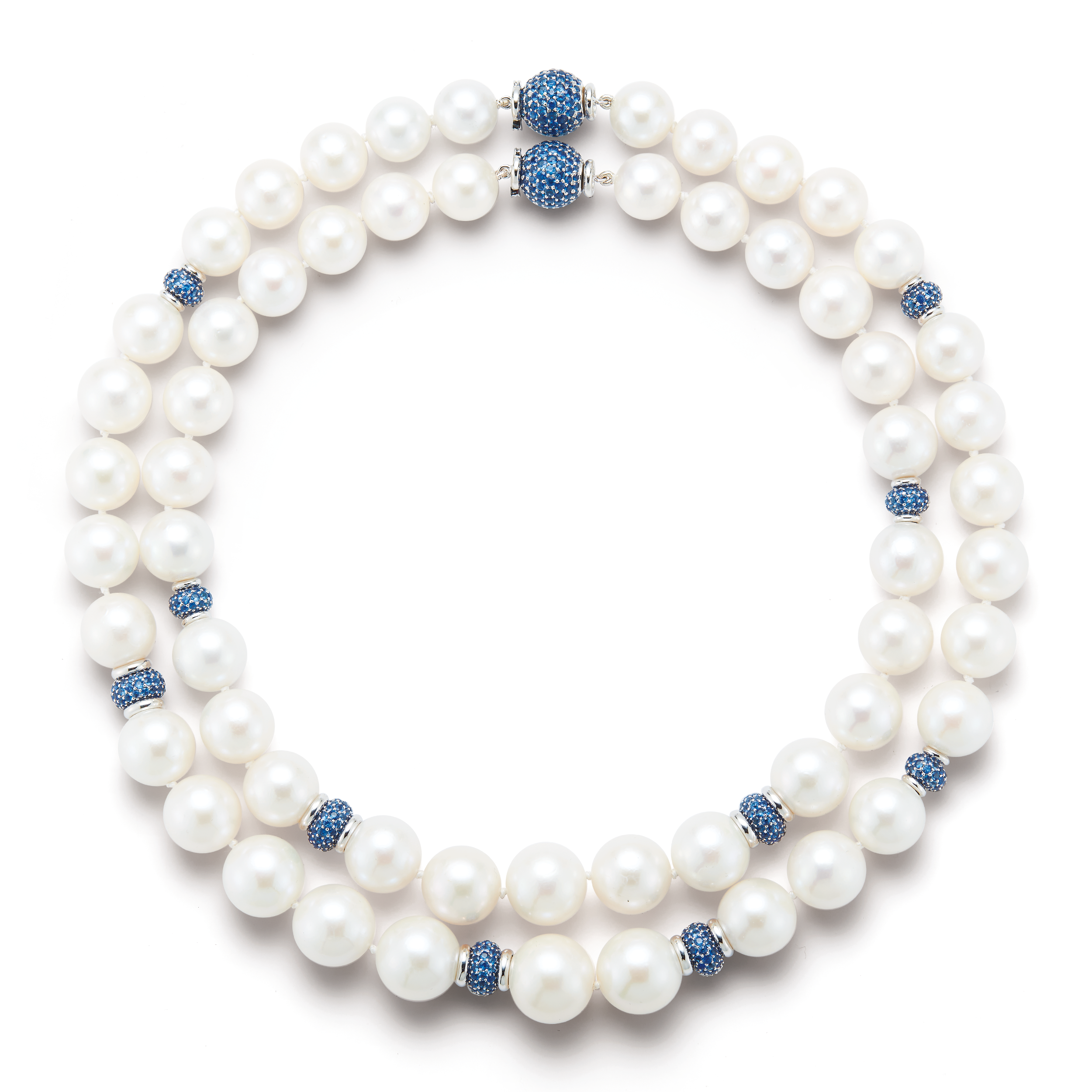 Juno Pearl Necklaces with Pave Sapphire