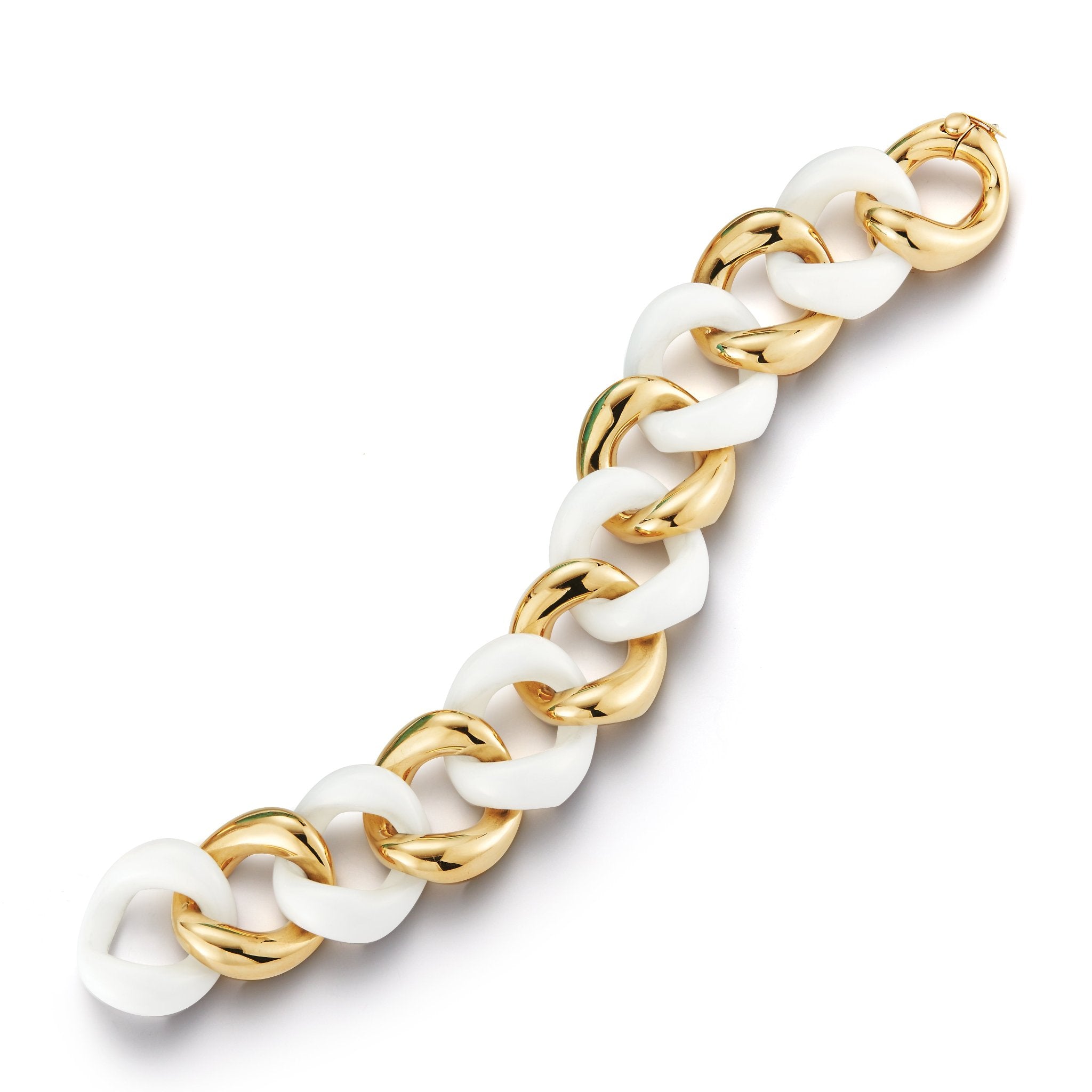 Medium white ceramic link bracelet