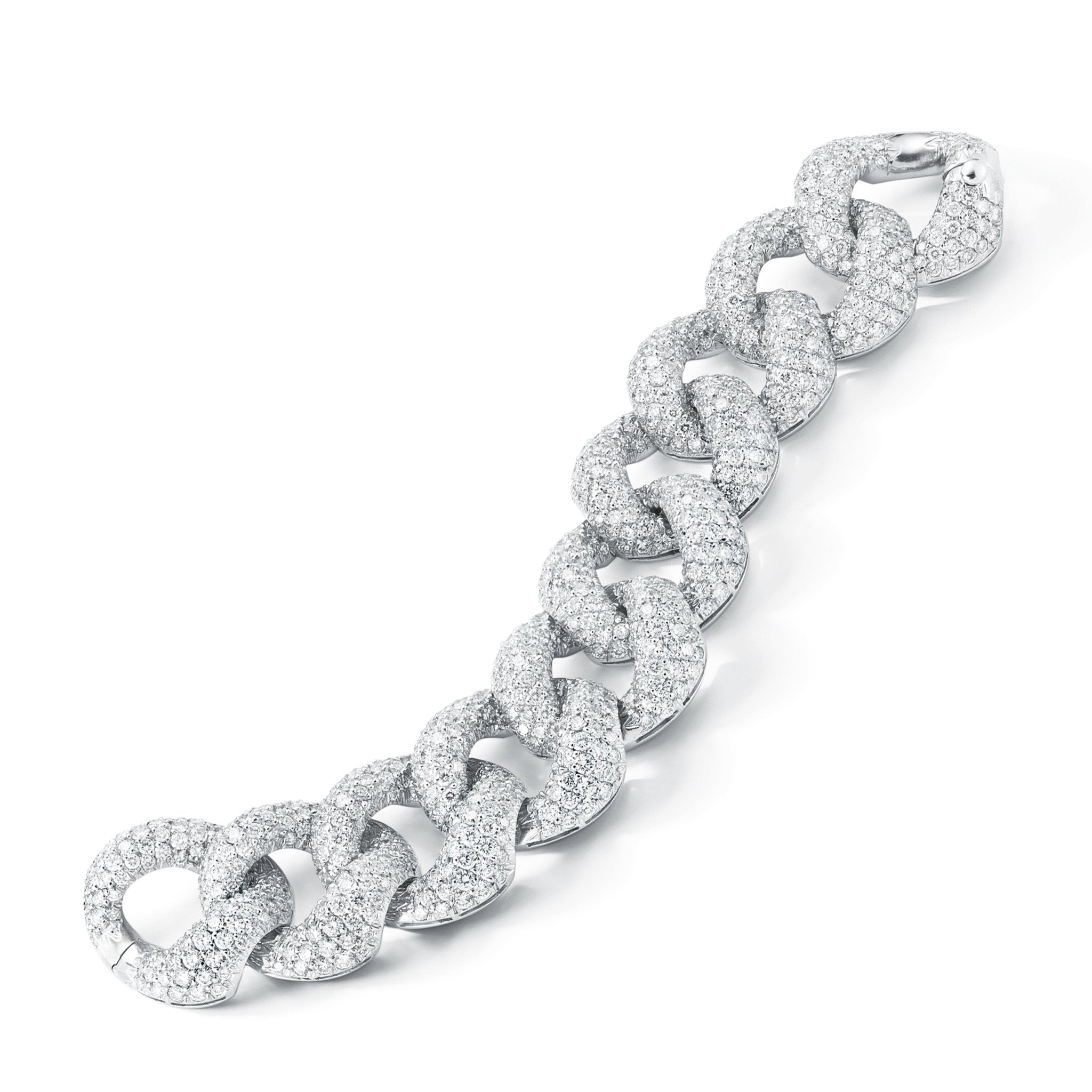 Large Diamond Link Bracelet in White Gold