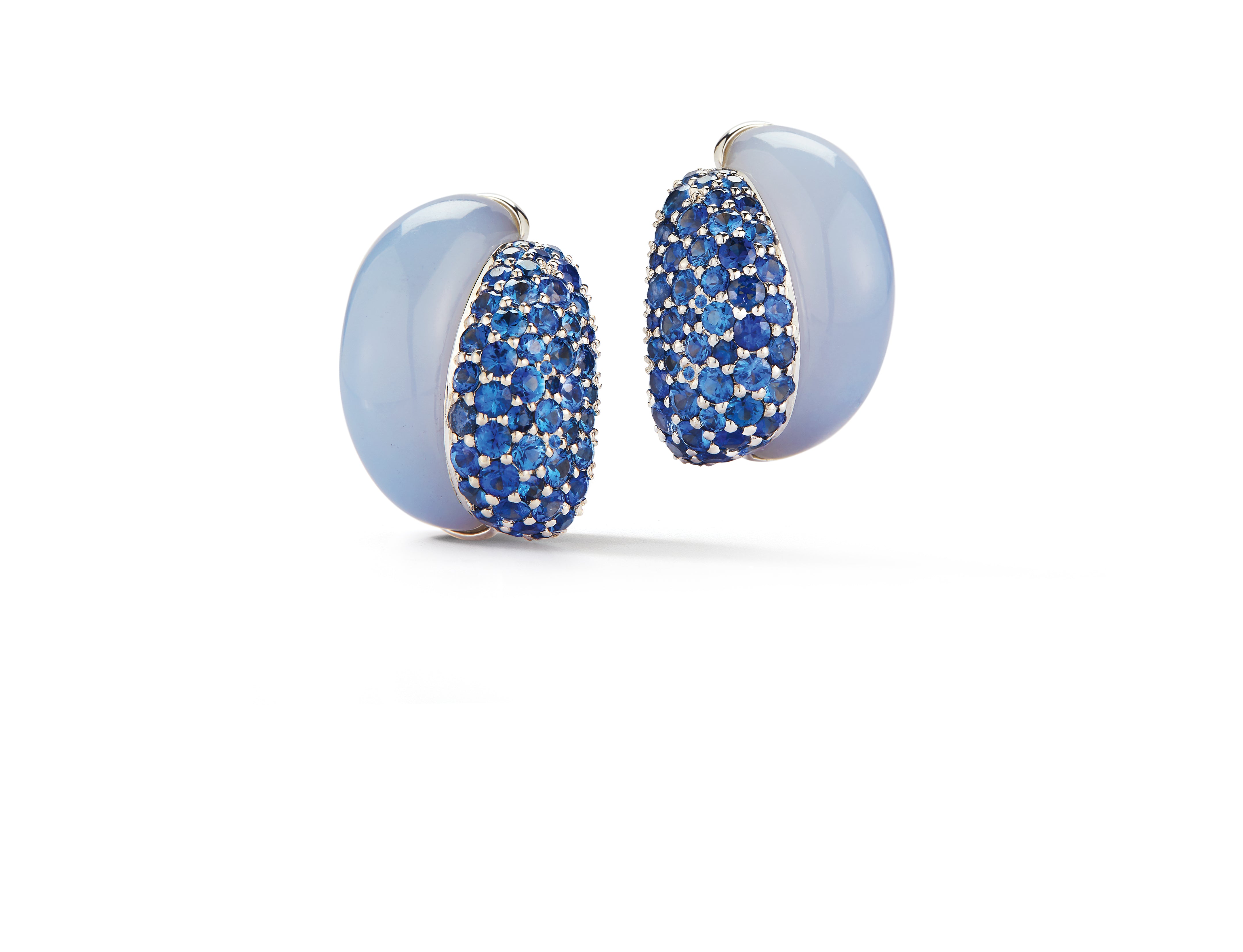 Silhouette Earrings in Blue Chalcedony & Sapphire