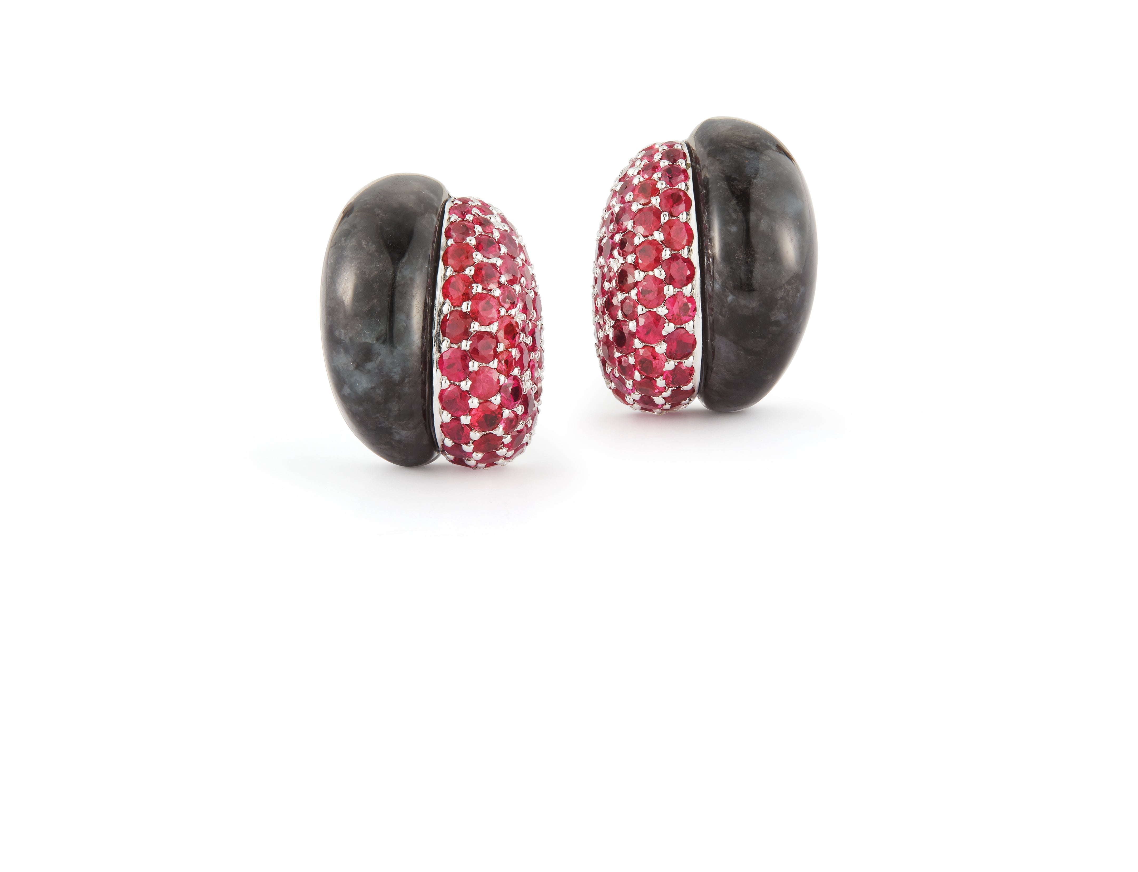Silhouette Earrings in Black Jade & Ruby