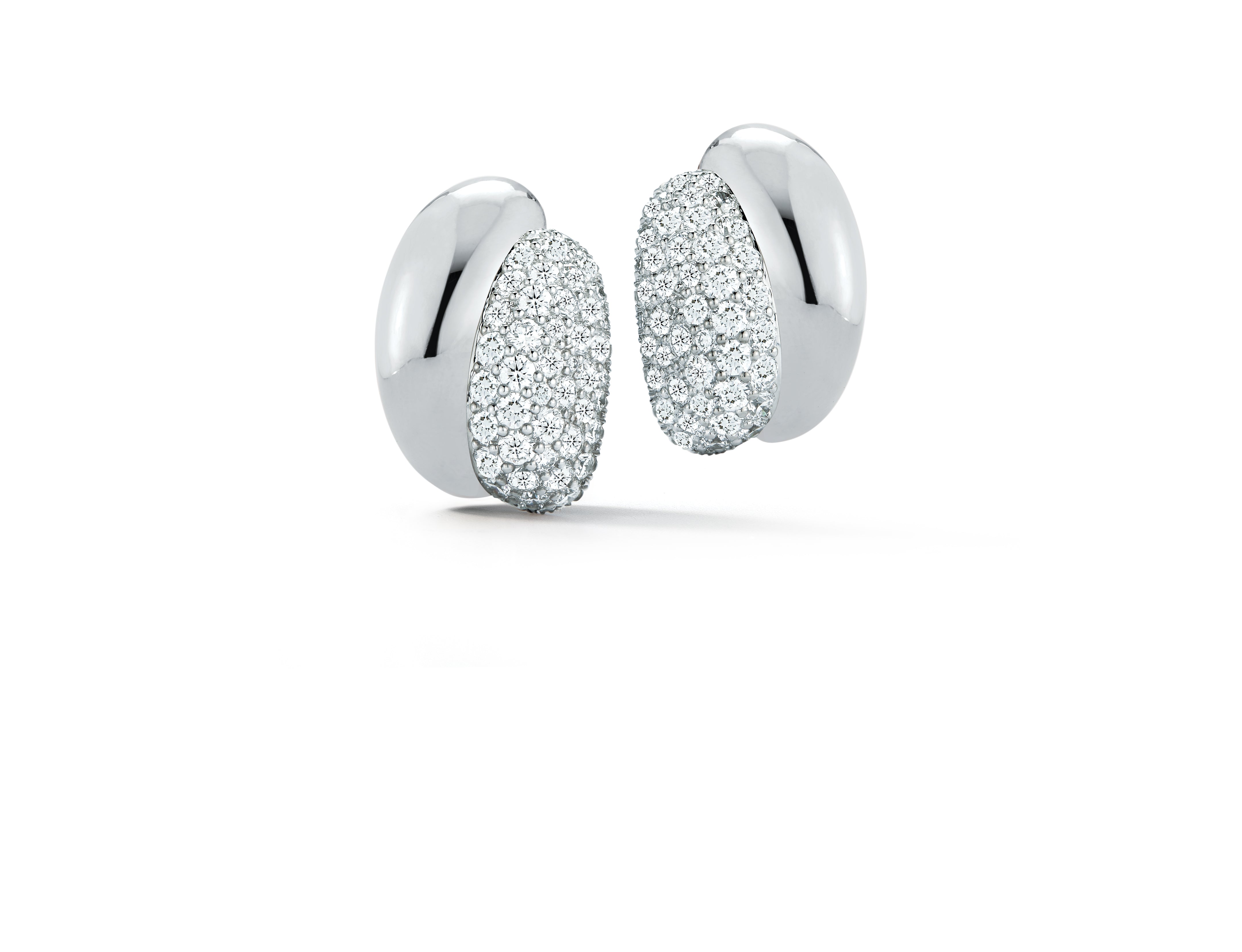 Silhouette Earrings in White Gold & Pave Diamond