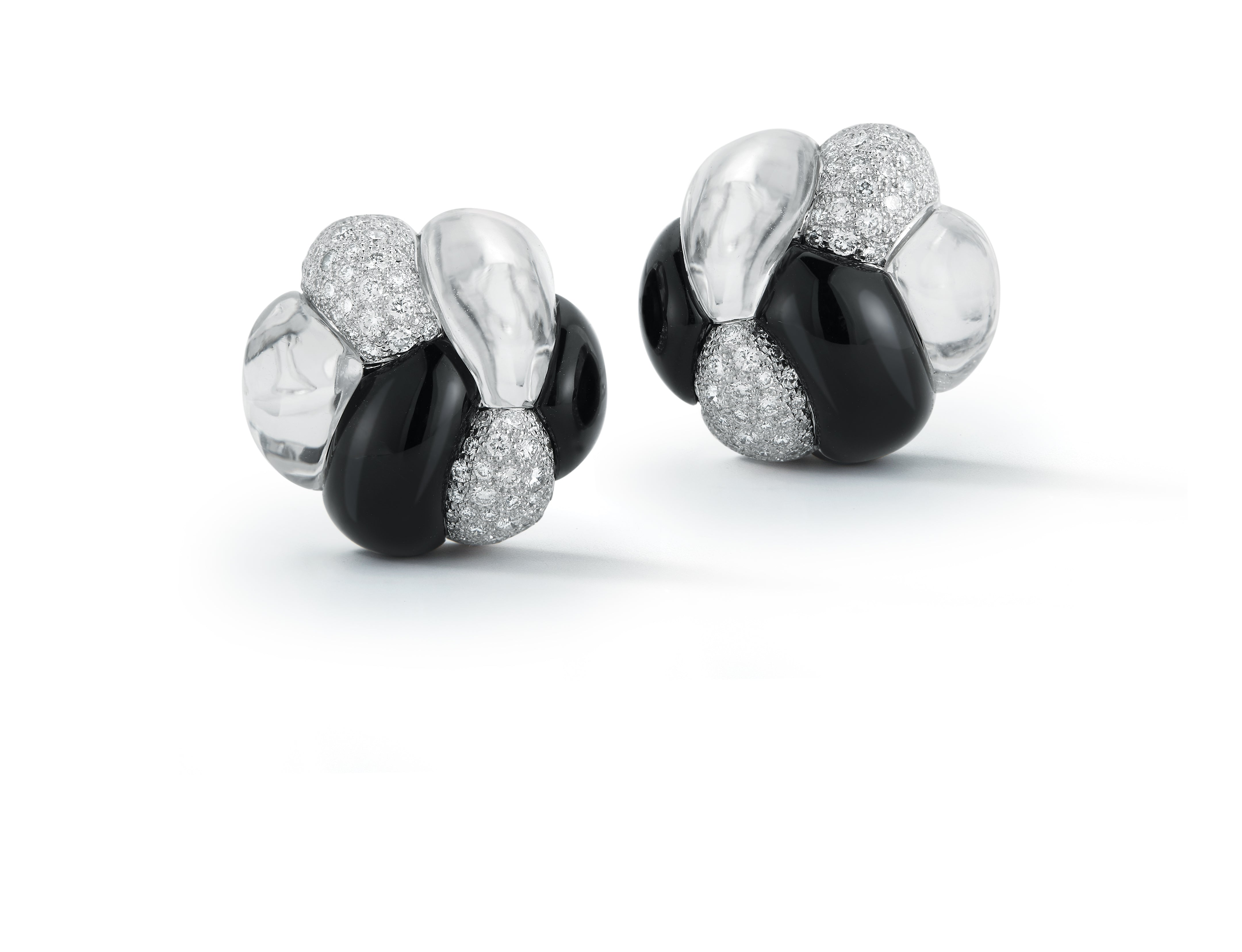 Knot Earrings in Crystal, Black Onyx & Diamond